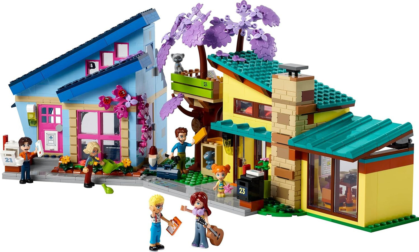 LEGO Friends Olly und Paisley Familienhaus, Puppenhaus mit Figuren und Zubehör, zweistöckiges Haus und Baumhaus-Set, kreatives Geschenk für Mädchen und Jungen ab 7 Jahren. 42620 Bausets. Besuchen Sie den LEGO-Store