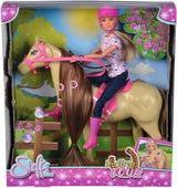 Simba 105730939 – Steffi Love Reit-Outfit, 2 Pferde, voll bewegliche Modepuppe, 29 cm, für Kinder ab 3 Jahren