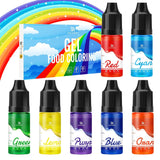 Gel-Lebensmittelfarbe – 7 x 15 ml konzentrierte Regenbogenfarben-Lebensmittelfarbe zum Dekorieren von Kuchen, Backen, Keksen, Macarons – zuckerfreie Lebensmittelfarbe für Getränke, Kuchendekoration, Schleim-DIY