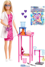 Barbie-Wissenschaftler-Puppe und Zubehör mit modischer blonder Puppe, Labortisch, Mikroskop, Farbwechsel-Kassierer und Petrischale, JCR70 Naty Shop Dolls Standardtitel