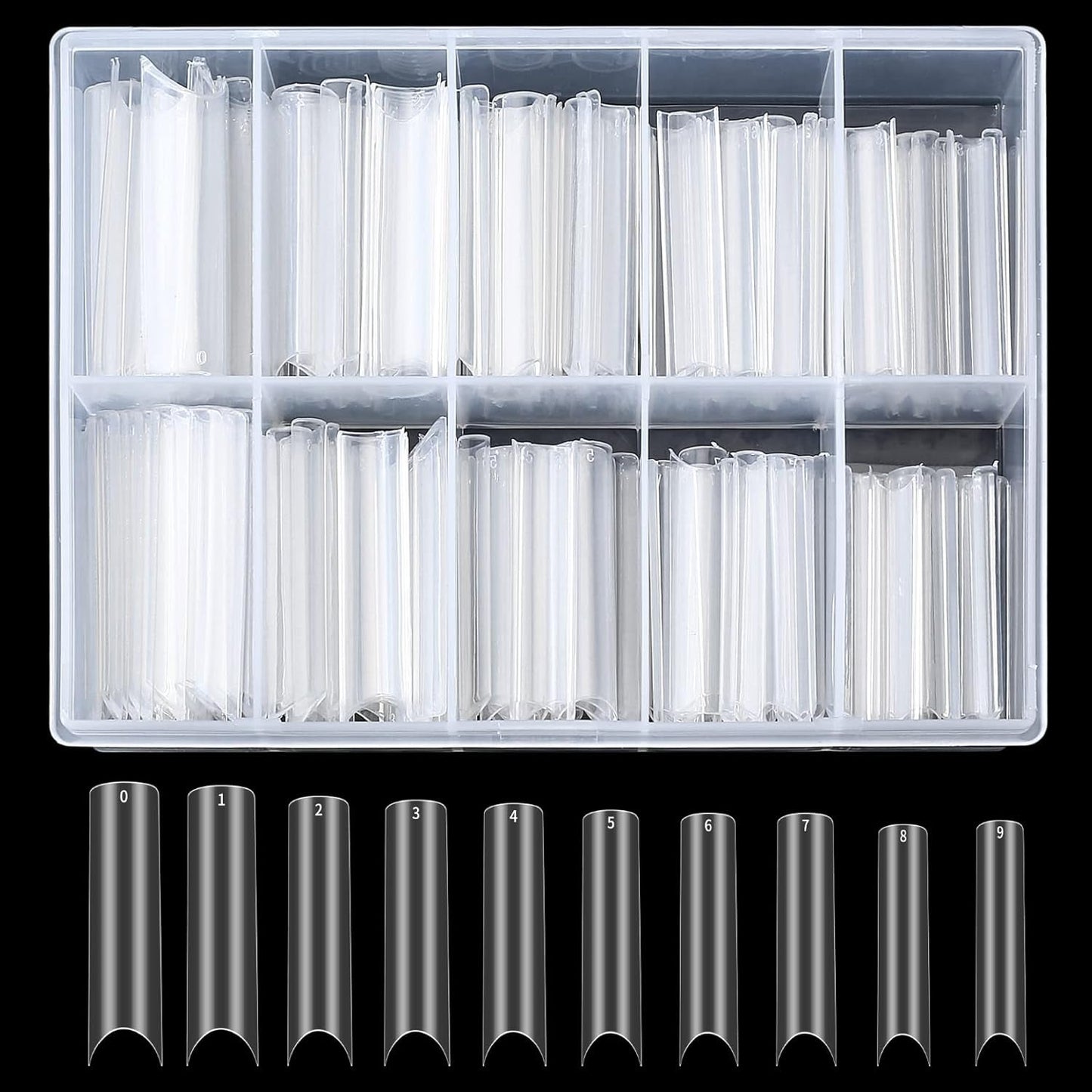 200 Stück künstliche Nagelspitzen, Acryl-Kunstnagelspitzen, französische Kunstnagelspitzen, extra lange, gerade, quadratische, klare Kunstnagelspitzen für DIY-Nagelstudios