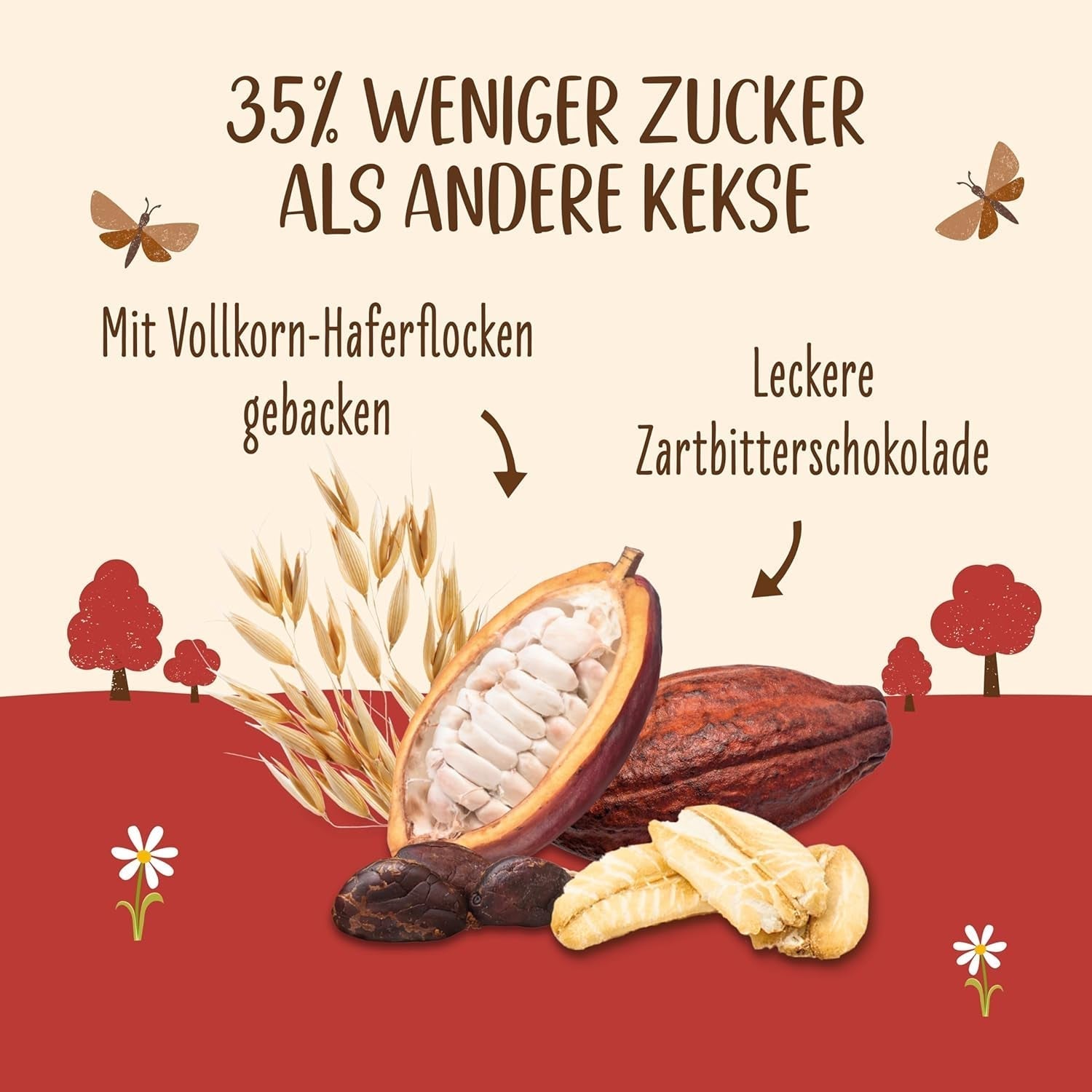 Kekse mit Haferflocken und Bio-Schokolade Allos | Knuspriger Vollkorn-Hafer-Schokoladenkeks | Mit Honig 6 x 130 g süßen