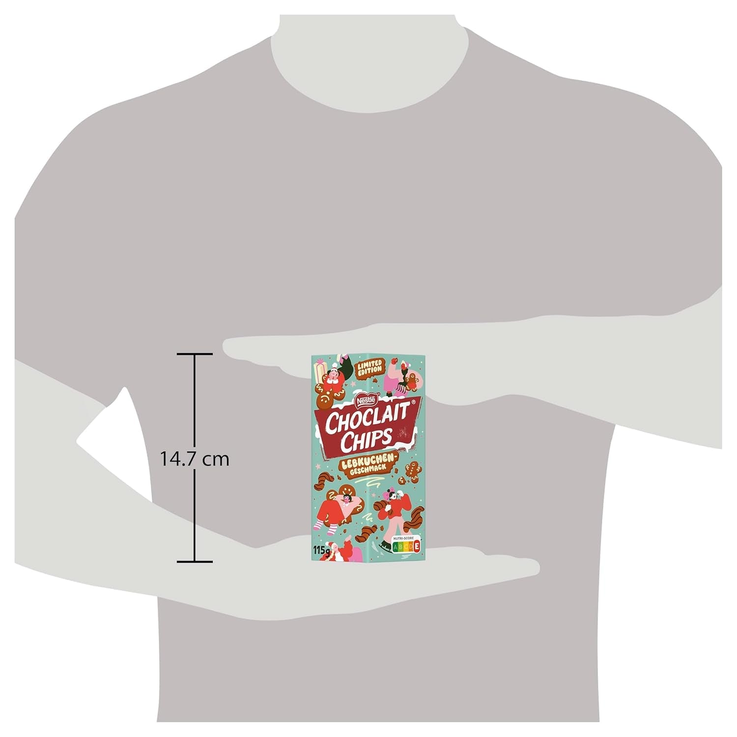 Nestlé Lebkuchen, ein köstlicher und knuspriger Snack mit Lebkuchengeschmack, umhüllt von Milchschokolade und verfeinert mit dekorativen Streifen dunkler Schokolade, 1 Packung (1 x 115 g)