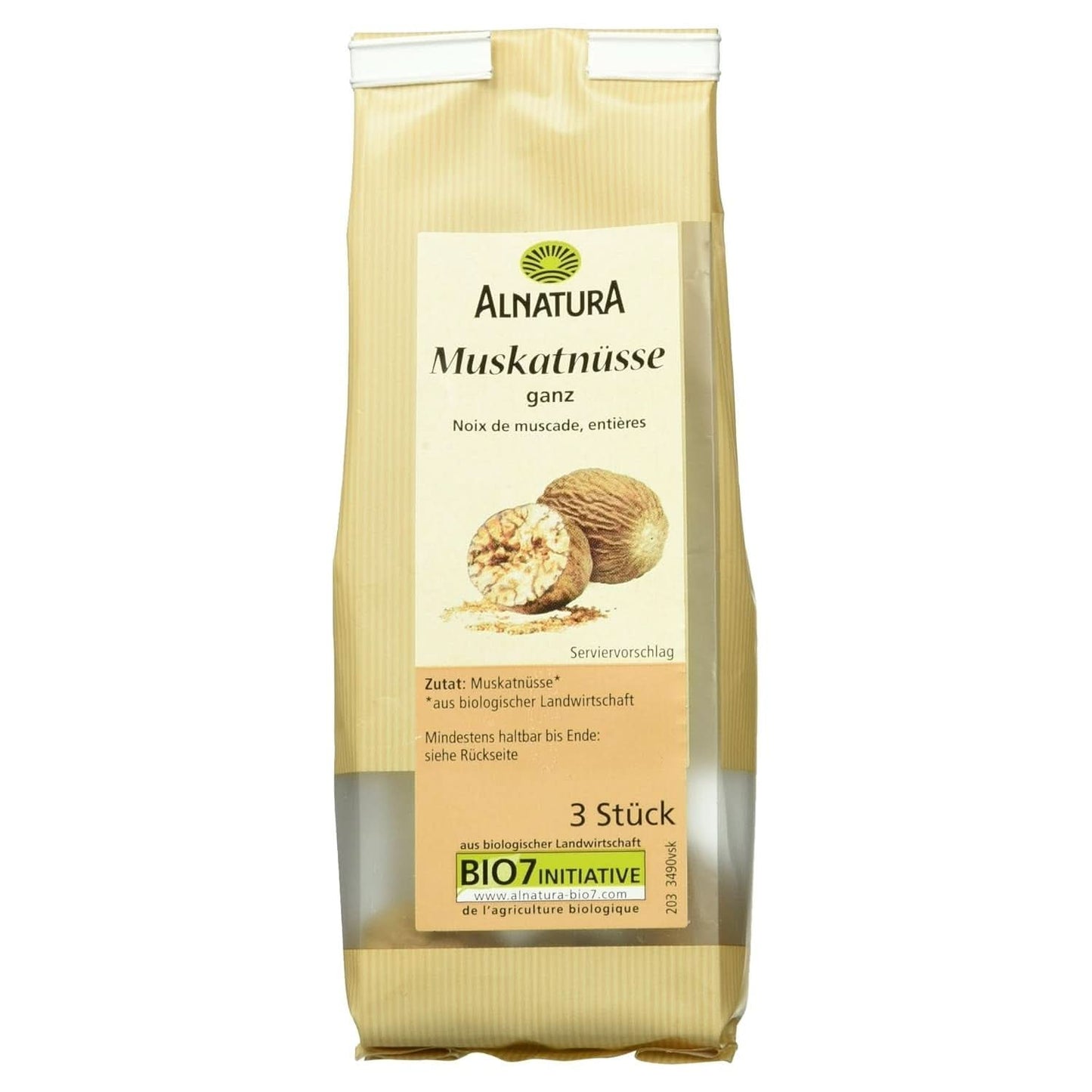 Ganze Bio-Muskatnuss 3 Stück Naty Shop Gewürze