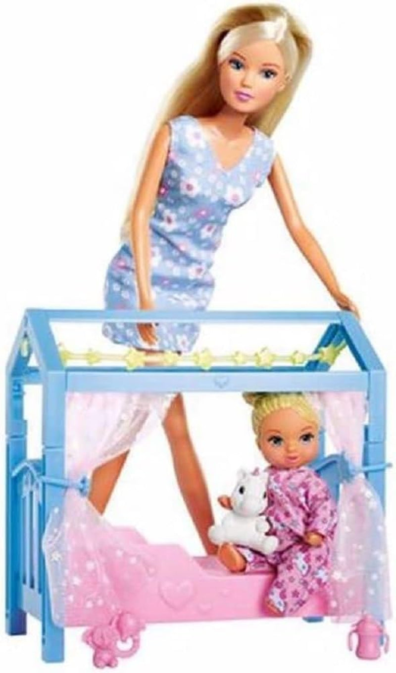 Simba Steffi Love Sweet Dreams / Süße Babypuppe und Kinderbett / mit Leuchtfunktion / 12 Teile / 29 cm / Für Kinder ab 3 Jahren