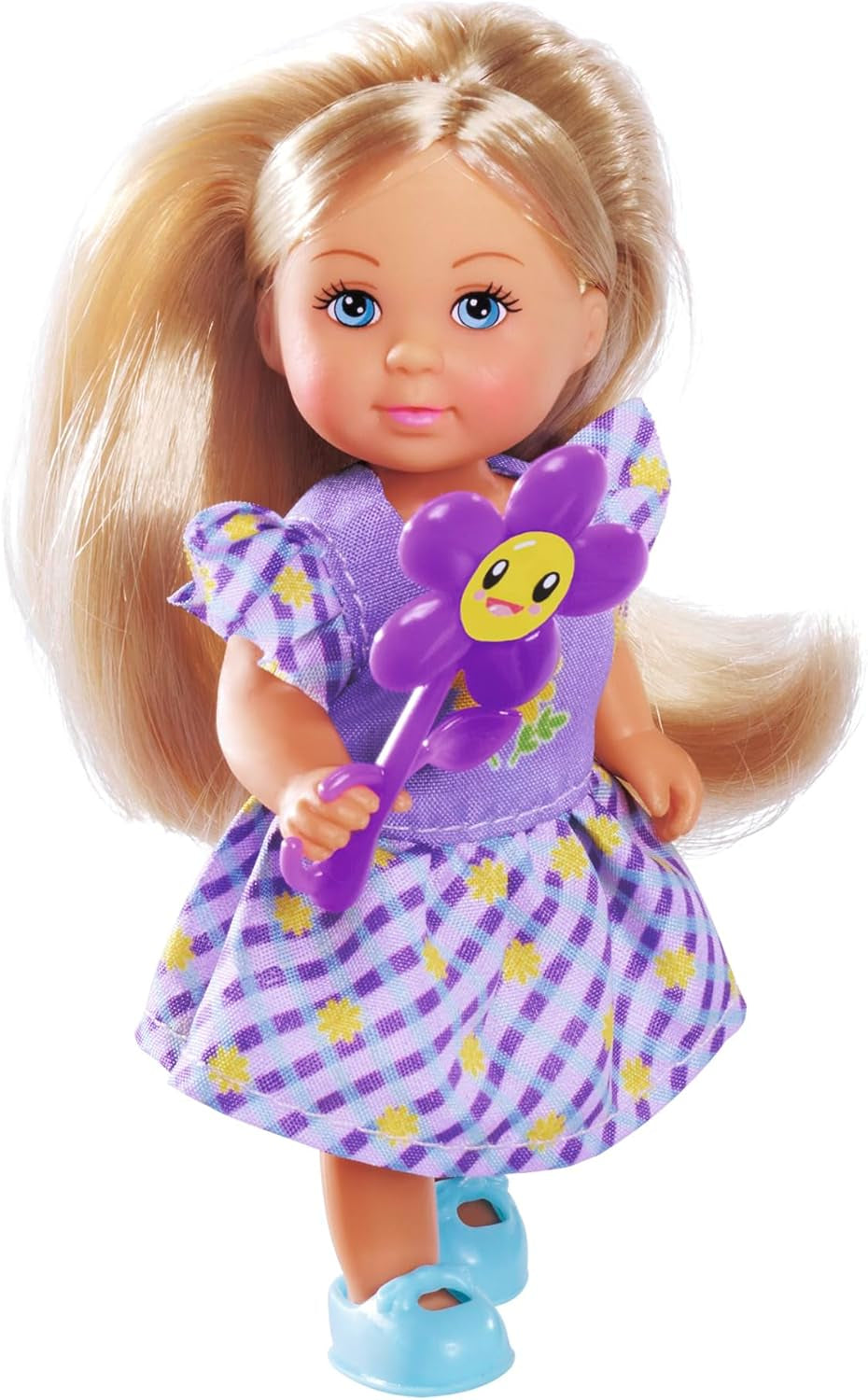 Simba Evi Love Flowers, sortiert, 2 Variationen. Nur EIN Artikel wird versendet. Puppe in einem niedlichen Blumenkleid mit Blume, 12 cm große Spielpuppe ab 3 Jahren