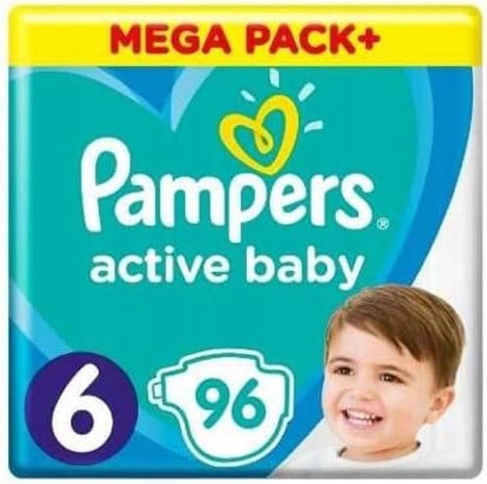 Pampers Windel Größe 6 (13-18Kg), Aktive Babywindel, 96 Stück, Durchlaufschutz Ganztägig Naty Shop