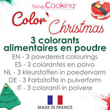 Scrapcooking – Set mit 3 pulverisierten Weihnachts-Lebensmittelfarben – Rot, Grün, Gold – Essbare Lebensmittelfarben zum Backen, Kuchen, Kekse, Gebäck, Teig, Fondant – Weihnachtsdekorationen – 4018
