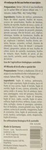 Droste-Laux Basischer Tee mit 49 Kräutern, 25 Stück (Kräutertee, Filterbeutel, Fasten- oder Diättee) 120501