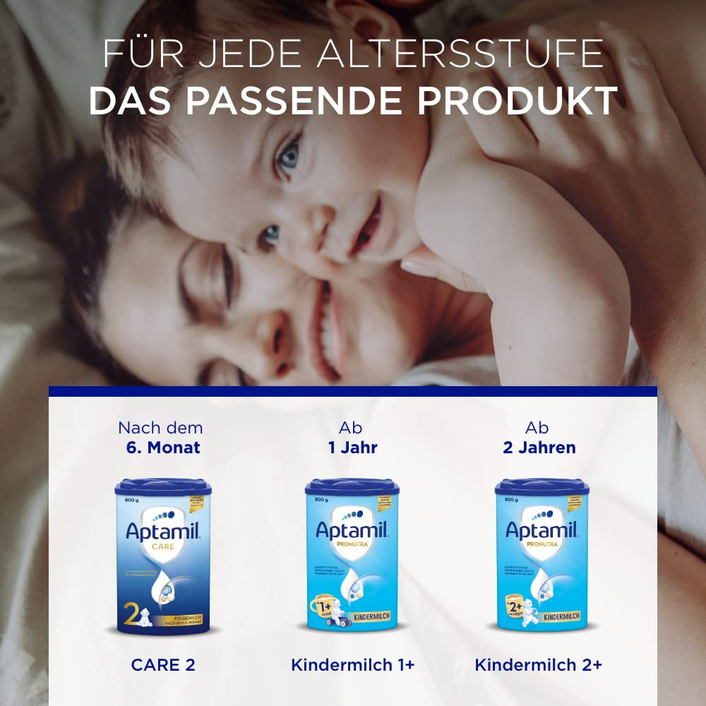 Aptamil Care 2 – Folgemilch nach 6 Monaten, mit Omega 3 und 6, DHA und ARA, palmölfrei, Babynahrung, Milchpulver, 1 x 800 g (6er Pack)