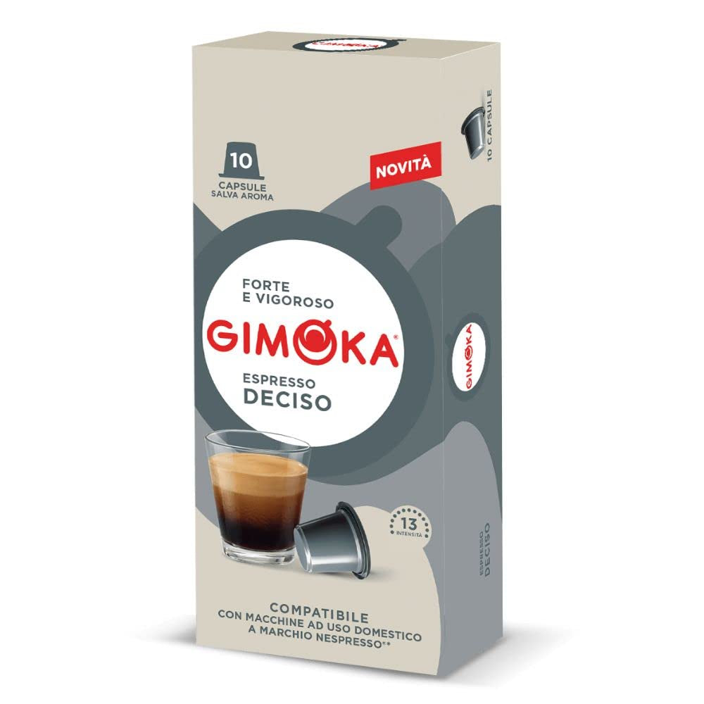 Gimoka Kaffeekapseln Espresso Deciso, Intensität 13/13-100 Kapsel – kompatibel mit Nespresso* Haushalts-Espressomaschinen – 100 Stück (10 x 10 Getränke) – hergestellt in Italien