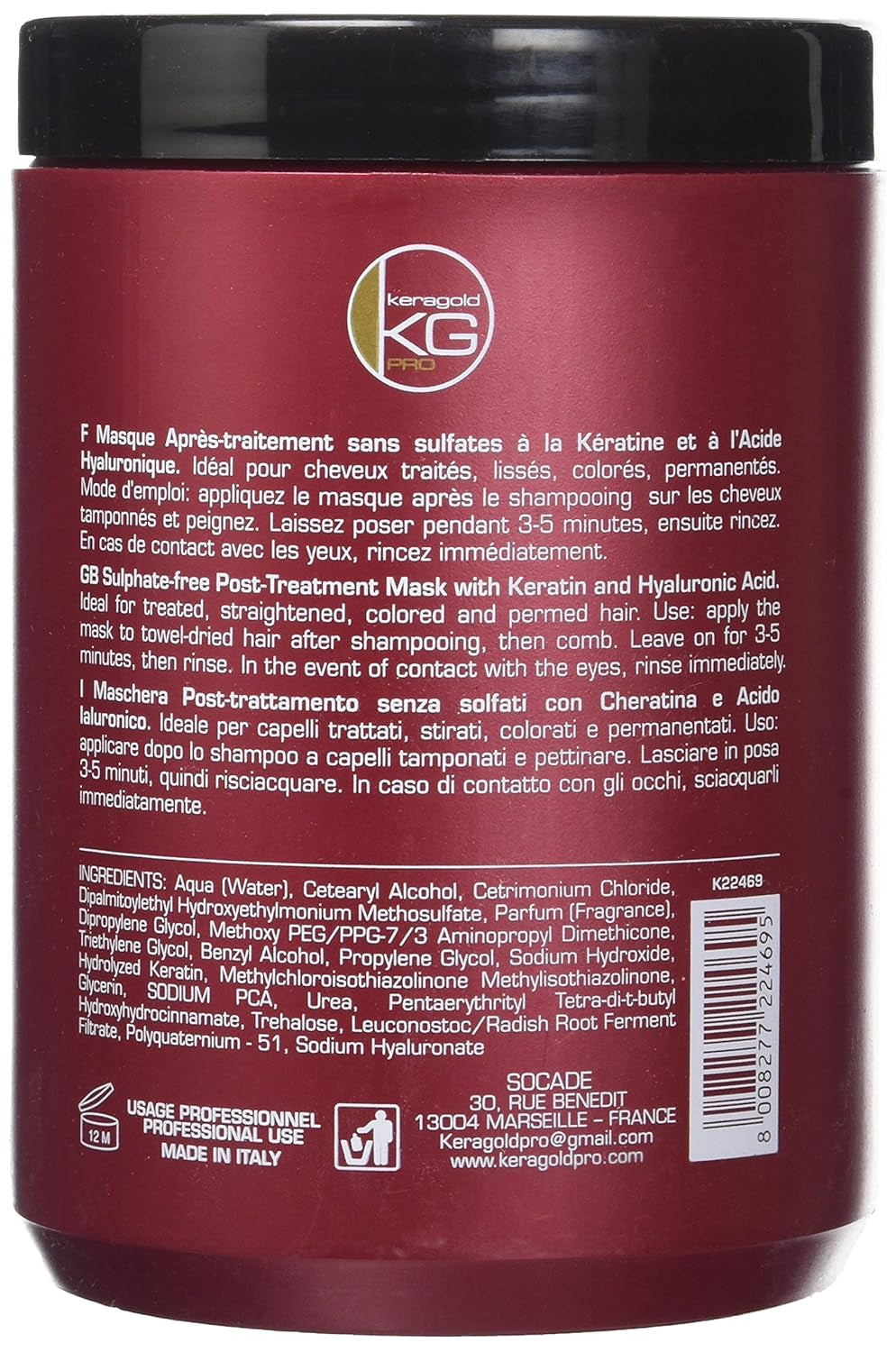 DD Sulfatfreie Maske, Keratin/Hyaluronsäure, 1 Liter Naty Shop Haarmaske