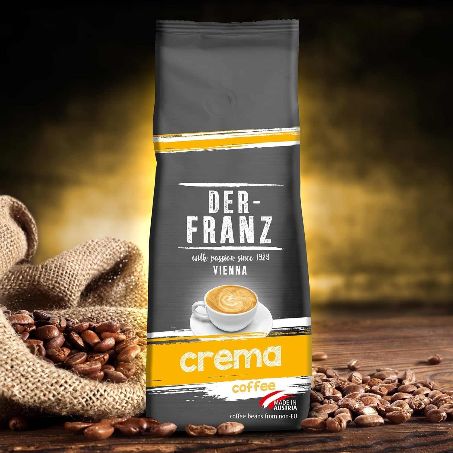 DER-FRANZ Kaffee Crema, Intensität 4/5, 100 % Arabica, ganze Kaffeebohnen, 3 x 500 g