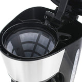 Emerio CME-122933, Filterkaffeemaschine, 1,25 l für bis zu 10 Tassen frischen Kaffee, permanent herausnehmbarer Filter, Anti-Tropf-Funktion, Glaskaraffe, automatische Abschaltung, 1000 Watt, schwarz/silber