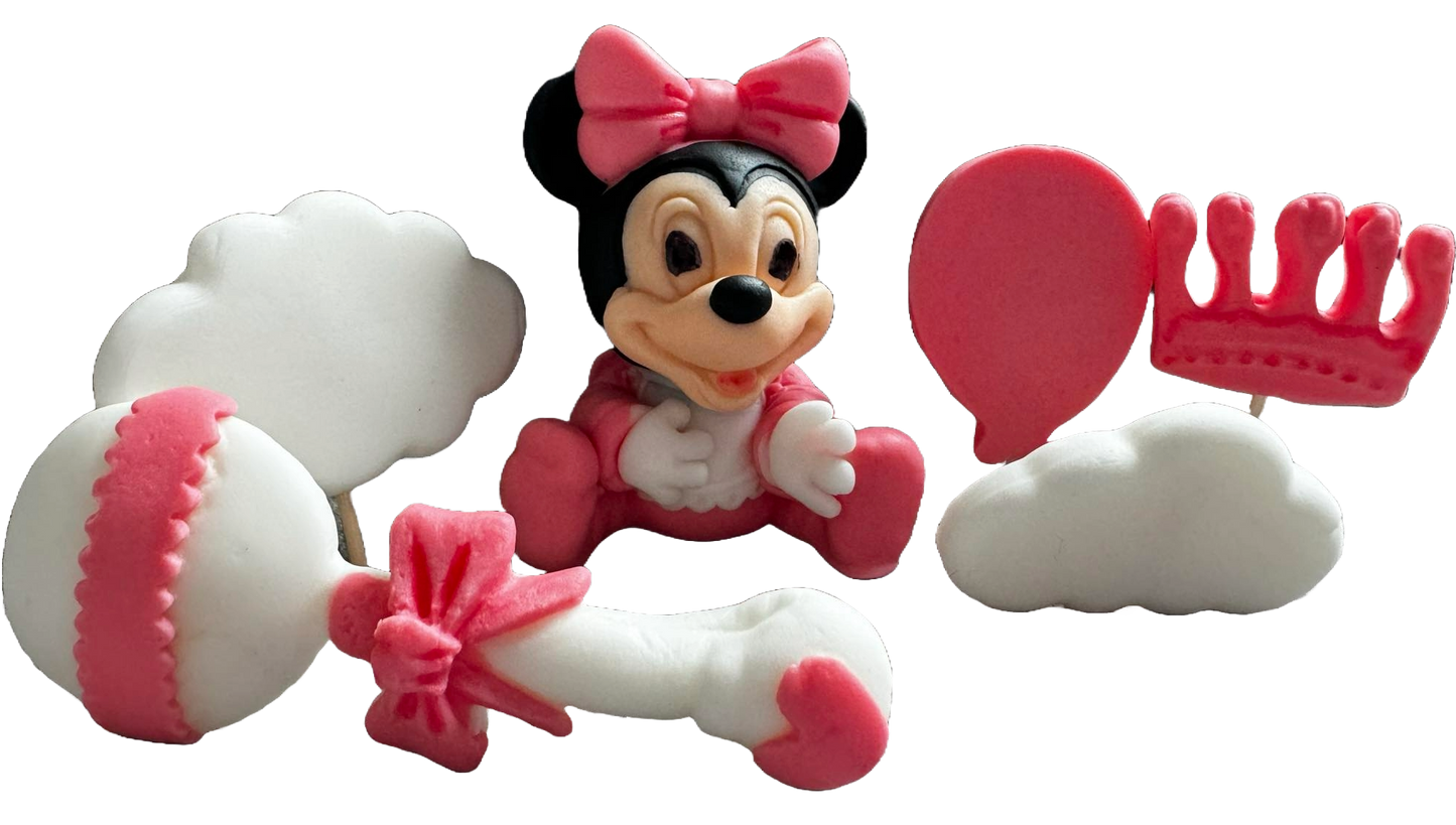 Set mit 6 essbaren Zuckerdekorationen, Minnie Mouse Zuckerpastendekorationen Naty Shop