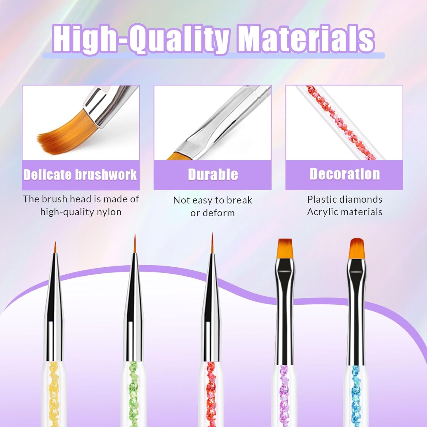 Sularpek 6 Stück Nagel Pinsel, Nail Art Pinsel, Pinsel Nageldesign, Nagel Pinsel Set, Nail Art Dotting Tools Mit 1 Schwammpinsel Applikator, Nageldesign Zubehör Für DIY Nail Art Design