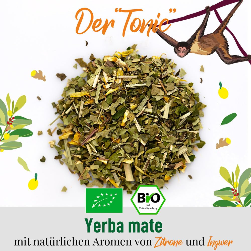 ORIGEENS BIO YERBA MATE MIT ZITRONE UND INGWER 200 G – Der energetisierende Tee I Bio Yerba Mate Tee, ungeröstet, Blätter, ohne Stiele und Staub