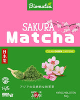 Sakura-Matcha-Tee 50 g – zeremonielle Qualität aus Japan – Premium-Grüntee mit Sakura-Blütenpulver – erste Ernte, Stein gemahlen, vegan, ohne Zusatzstoffe