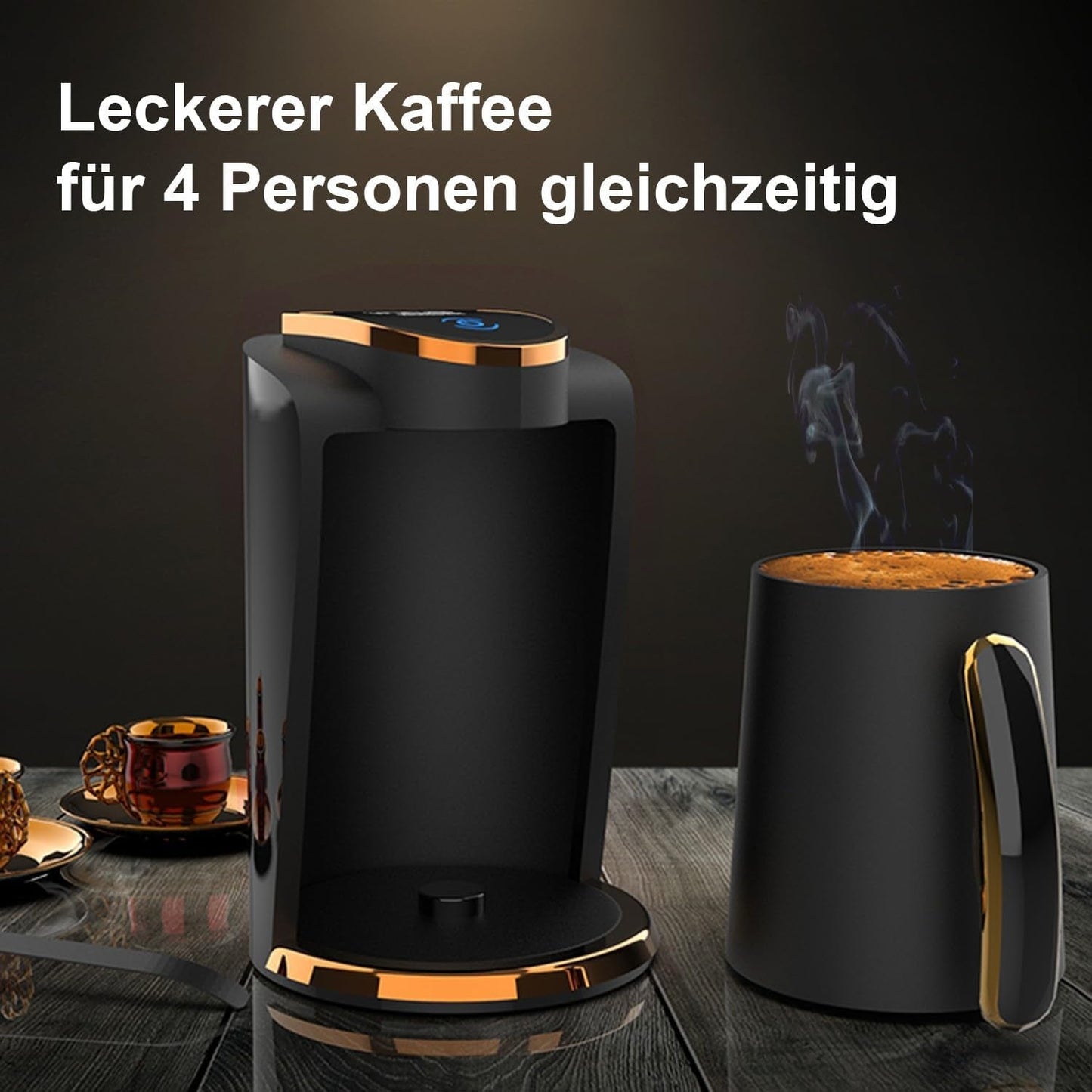 Türkisches Café Inca | Türk Kahve-Maschinen | 250 ml (1–4 Tassen) | 400W | IKM-01 | Schutz gegen Verschütten und Kochen ohne Wasser | Heizplatte aus Edelstahl | Automatisches Herunterfahren | Für einen perfekten türkischen Kaffee