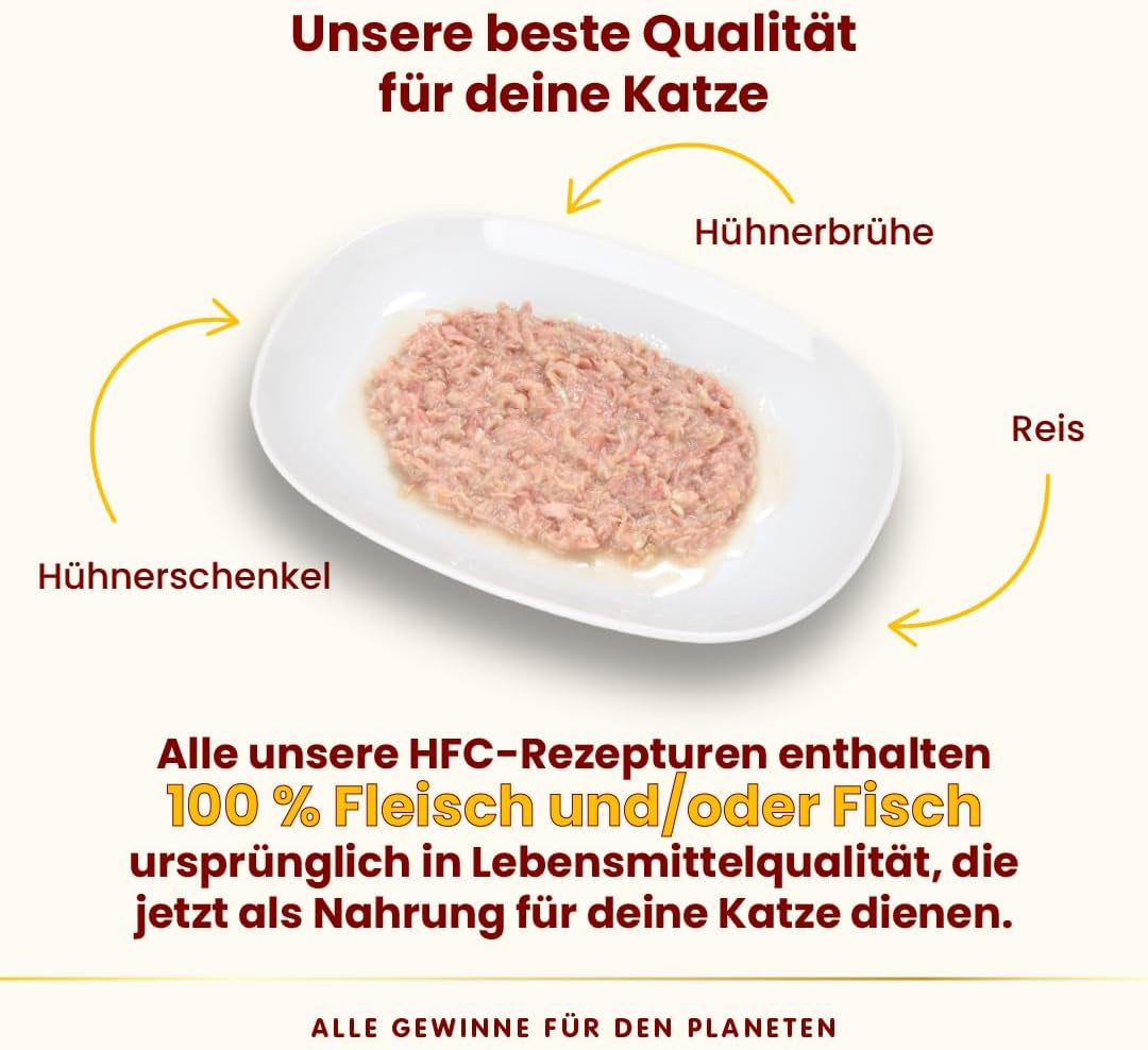 Almo Nature HFC Nasses natürliches Katzenfutter – Hähnchenschenkel, 24er-Pack (24 x 70 g)