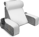Großes Lesekissen mit abnehmbarer Nackenstütze und Armlehnen, Rückenkissen fürs Bett, ergonomisches Rückenkissen mit Armlehne, Tasche und waschbarem Bezug zum Lesen und Fernsehen.