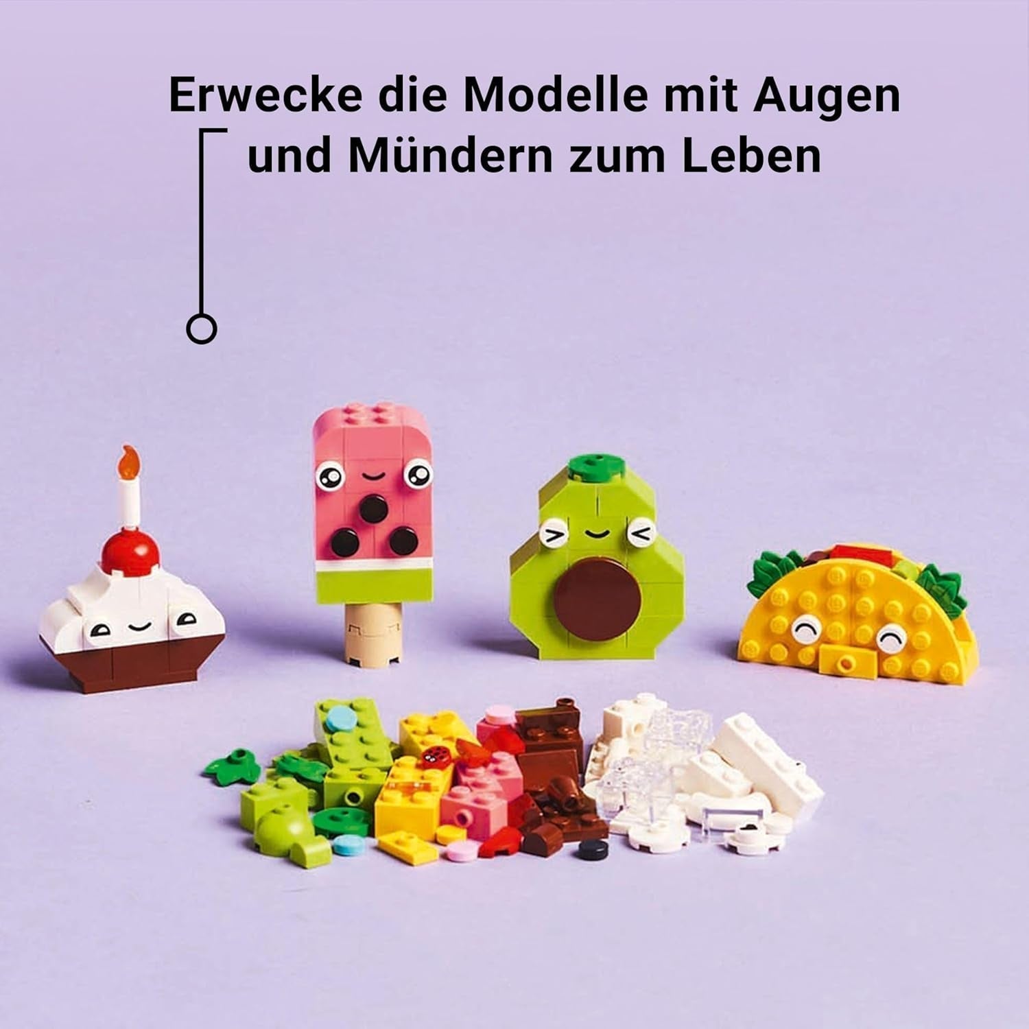 LEGO Classic Bauspaß für kreative Snacks, Lebensmittelspielzeug für fantasievolles Rollenspiel, Bauset für Jungen und Mädchen ab 4 Jahren, Cupcake, Avocado, Eis am Stiel und Taco 11039 Bausätze Besuchen Sie den LEGO-Store