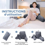 INFANTIA ergonomisches Lesekissen mit Armlehnen, Rückenstütze, groß, grau