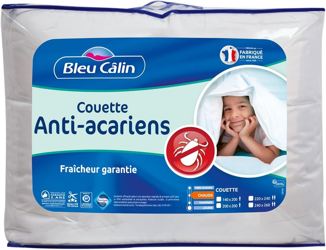 Bleu Calin Anti-Milben-Bettdecke 140 x 200 cm, für Einzelbett, weicher Mikrofaserbezug, hygienisch behandelt. Bettdecken und Steppdecken Naty Shop