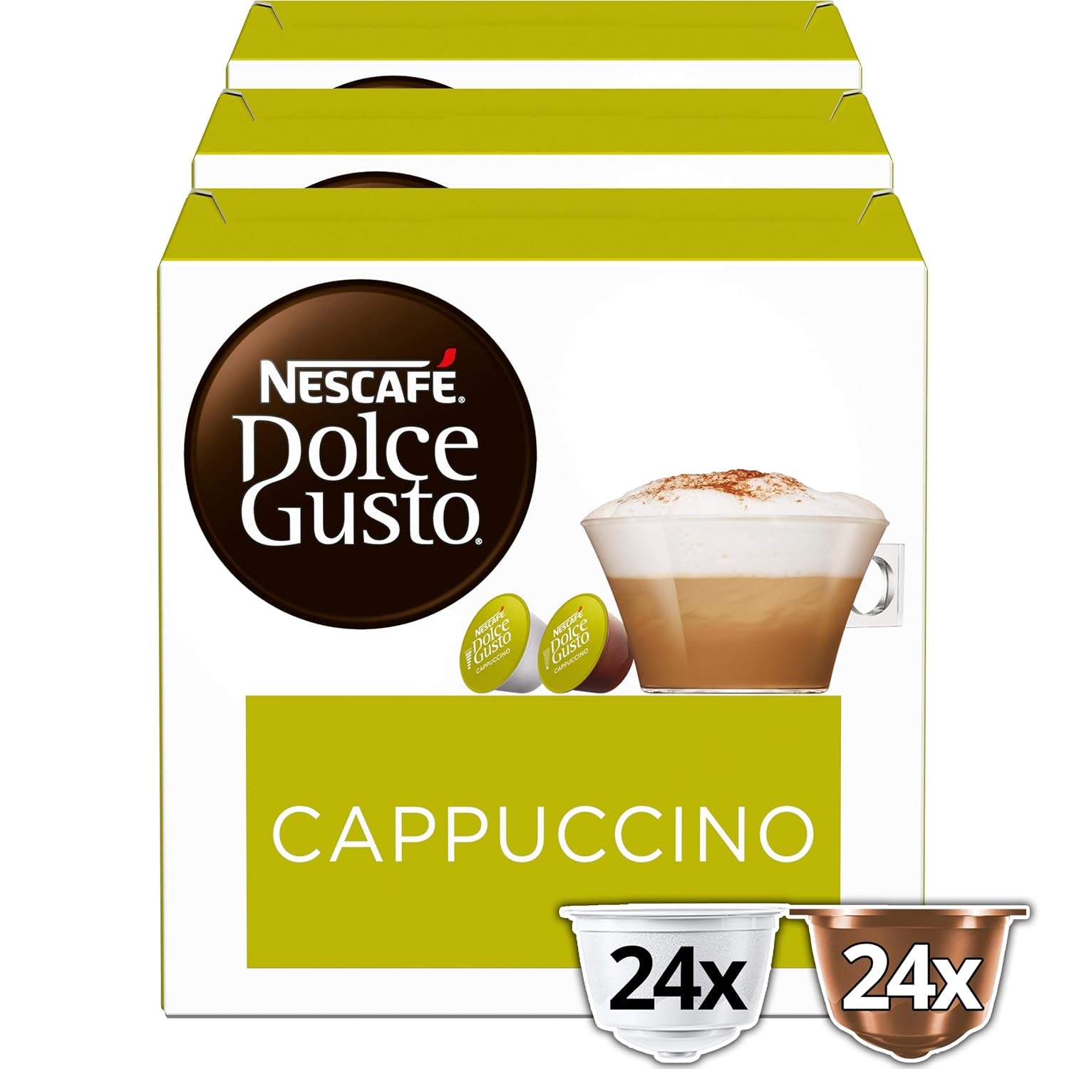 Latte Macchiato Vorratsbox 90 Kaffeekapseln (Aromatischer Espresso, 3-Schichten-Köstlichkeit aus feinem Milchschaum & Cappuccino
