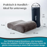 TEMPUR Memory Foam Reisekissen, ergonomisches Nackenkissen, inklusive Tragetasche, anthrazit, Maße 25 x 31 x 10/7 cm