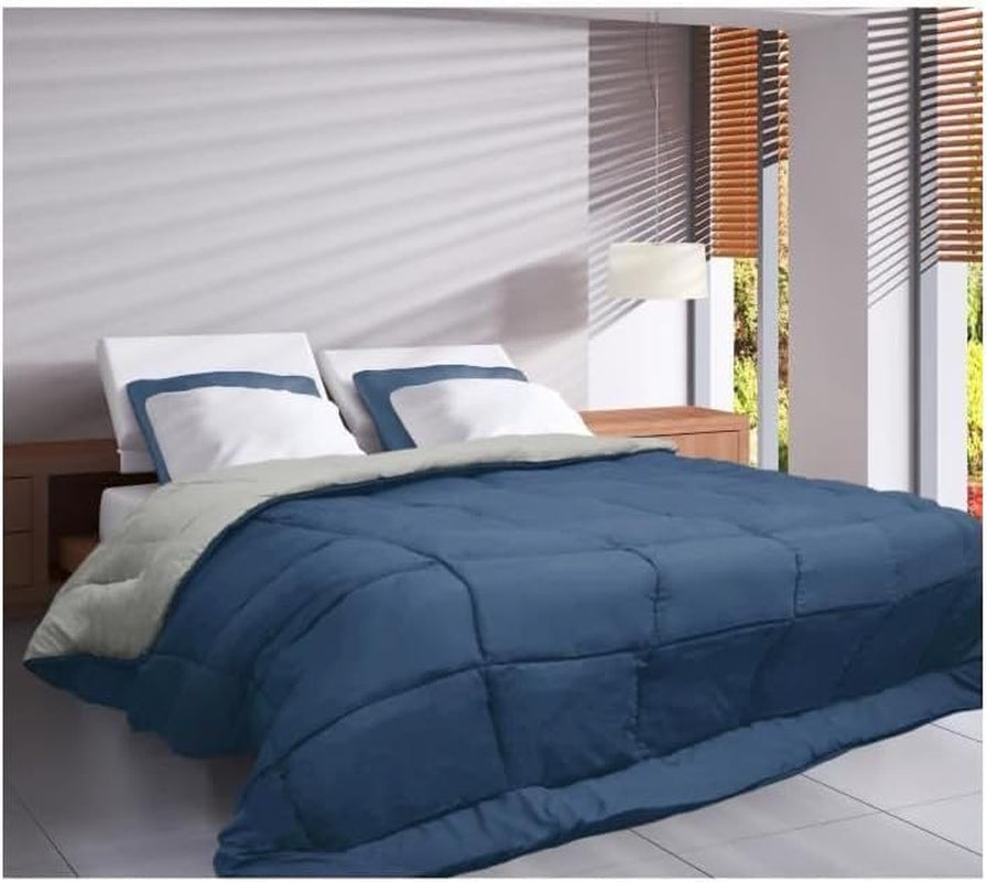 Poyet Motte Waschbare Steppdecke mit festem Bezug – 140 x 200 cm – Petrolblau/Mastixbeige Steppdecken und Steppdecken Naty Shop