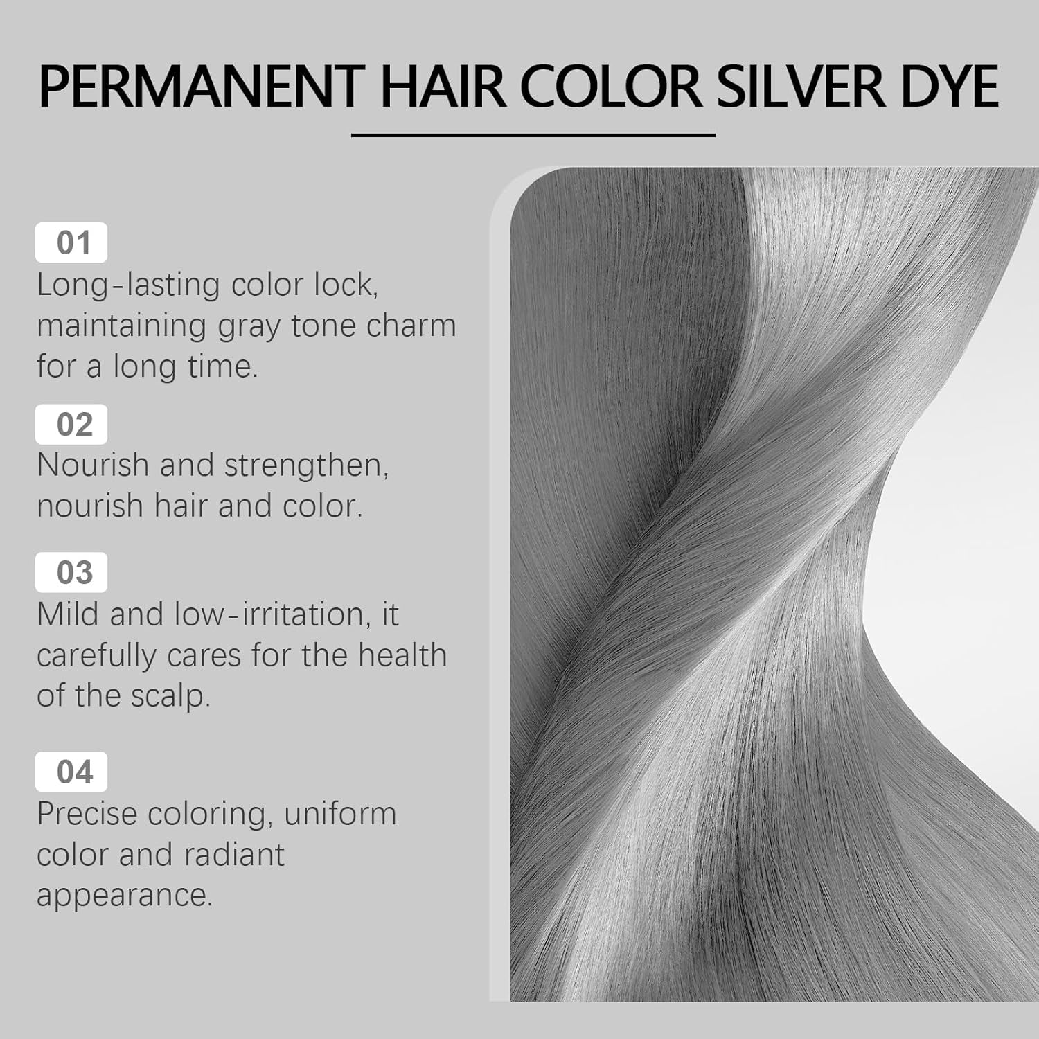 2-in-1-Silber-Haarfärbemittel mit natürlichem Essenzextrakt, Silber-Haarfärbemittel Detroit Rain, Metallic-Silber-Haarfärbemittel, Silber-Haarfärbemittel für dunkles Haar, Silber-Haarfärbemittel, permanentes Haarfärbemittel (1 Stück) Naty Shop-Haarfärbemittel