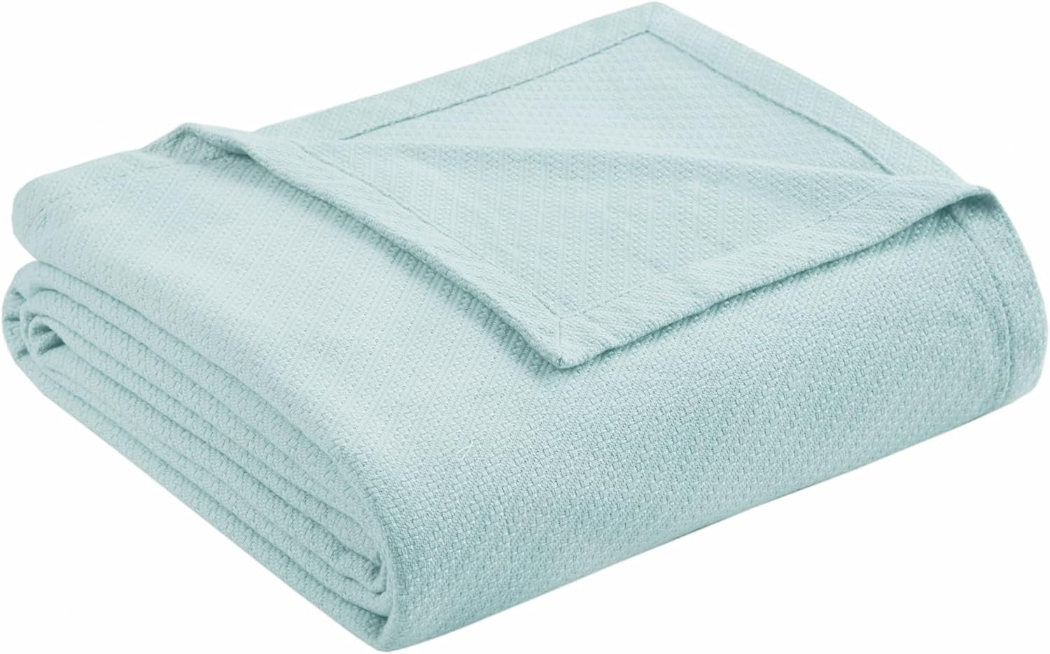 Madison Park Luxus-Flüssigbaumwolle, hochwertig, weich, bequem, Decke aus 100 % ringgesponnener Baumwolle, für Bett, Sofa, Couch, Erröten, Full/Queen, Naty Shop Steppdecken und Steppdecken, Hellblau, King-Size