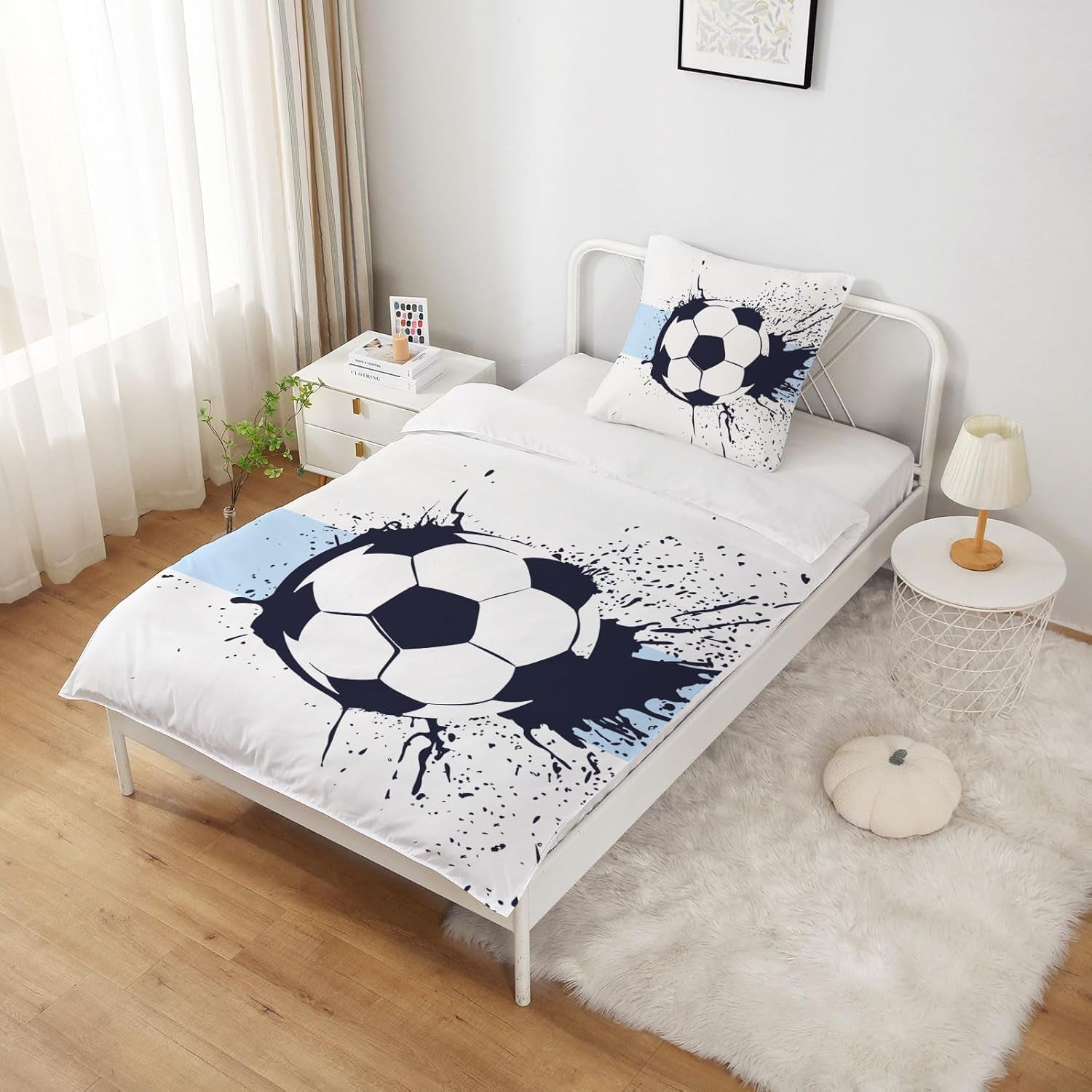 Bettwäsche für Jungen, Fußball, Mikrofaser-Polyester. Bettwäsche – Kinder Naty Shop