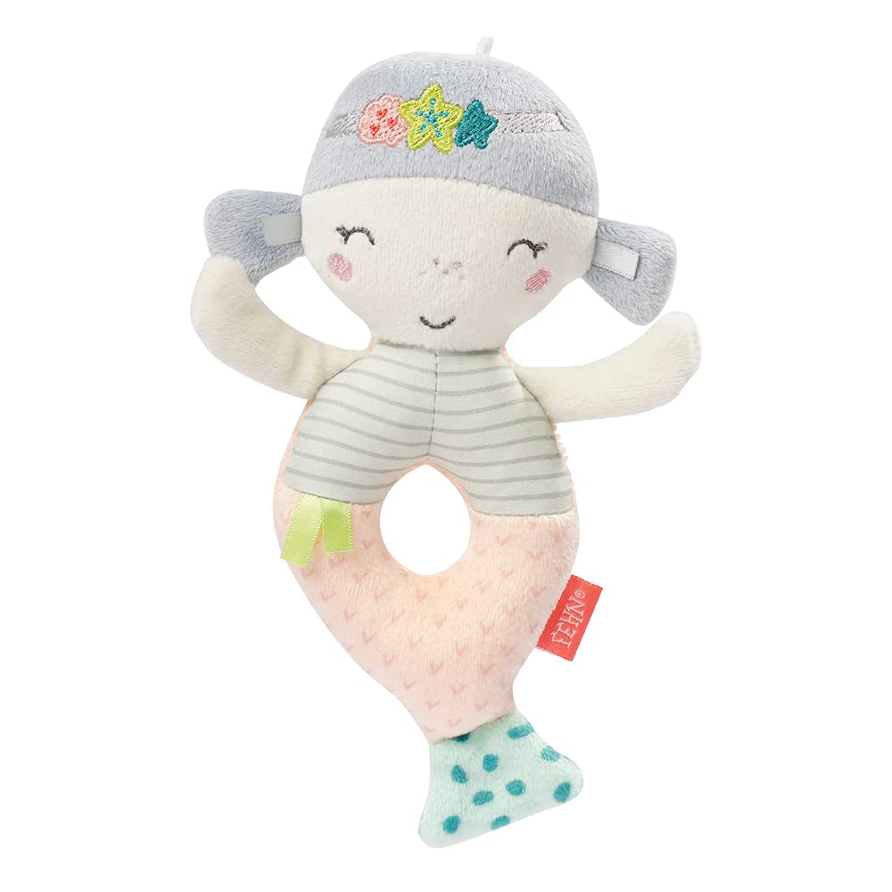 Fehn Baby Greifring Schaf Spielzeug fehnNATUR – Plüschtier mit Bio-Baumwolle – Babyspielzeug mit Glöckchen und spielerischem Lernspielzeug – Greifling für Babys und Kleinkinder ab 0+ Monaten Babyspielzeug Naty Shop Meerjungfrau