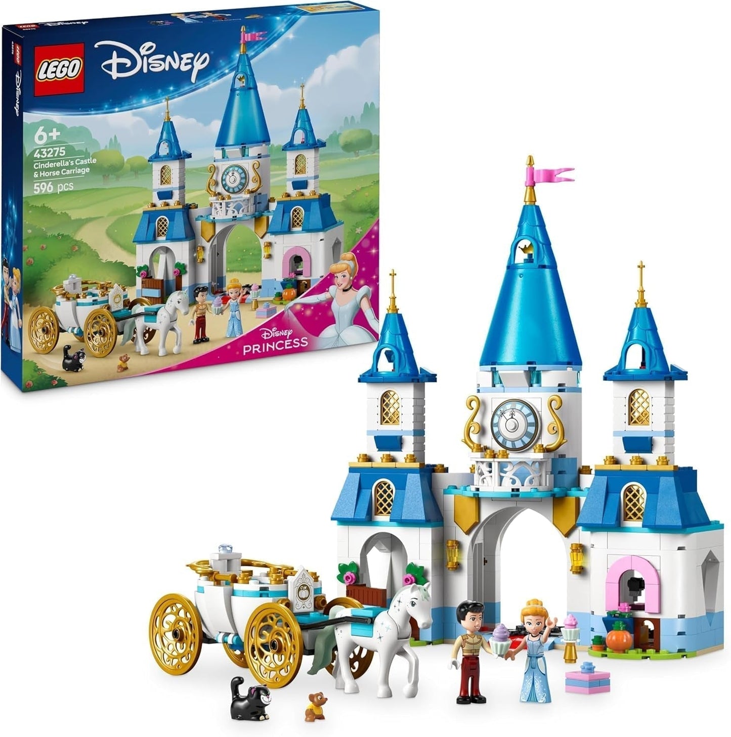 LEGO® Disney Princess Castle Aschenputtel und die Pferdekutsche, Set für Mädchen ab 6 Jahren, fantastisches Spielzeug mit Prinzessin Aschenputtel und Prinz Charming Mini-Puppen, Geschenkidee für Disney-Fans 43275 Bausets Beuche den LEGO-Store Standardtitel