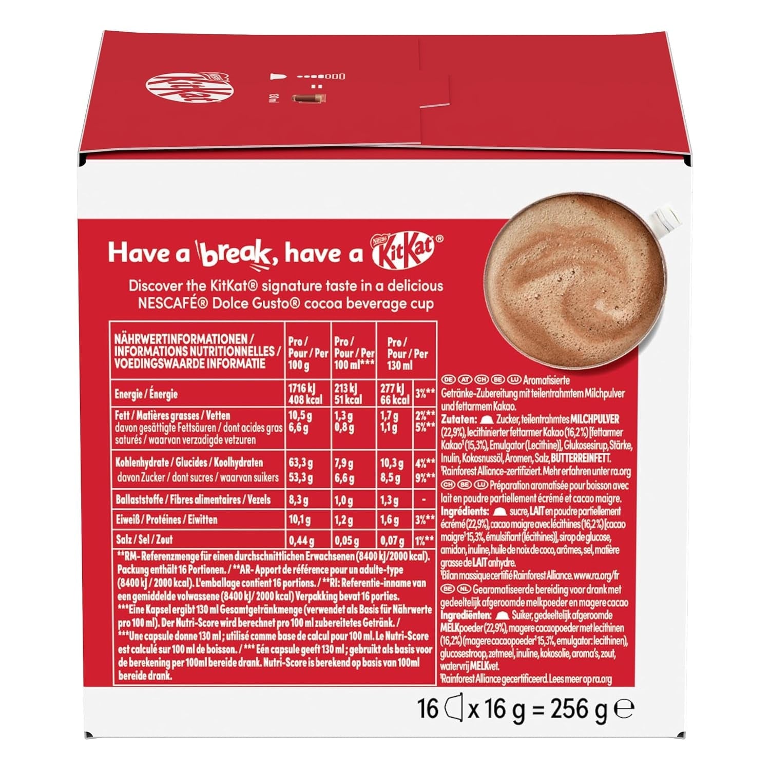 NESCAFÉ DOLCE GUSTO Kitkat Kaffeekapseln 3er Pack (3 x 16 Kapseln)