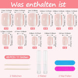Kiiwah 48 Stück kurze quadratische Nägel, rosa, künstliche Nägel, zum Aufkleben, kurze Nagelspitzen, falsche Nagelspitzen
