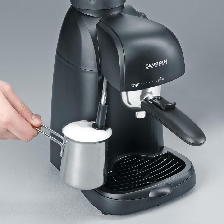 SEVERIN KA 5978 Espressomaschine (inkl. Servierschüssel und Messlöffel, bis zu 4 Tassen) schwarz, Standard