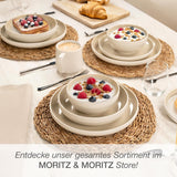 Moritz & Moritz CAVO Steinzeug-Geschirrset für 12 Personen, 36-teilig – Modernes Tafelservice in Sandfarbe – Pflegeleichtes Kombi-Set mit Tellern und Schüsseln – Kaffeeservice