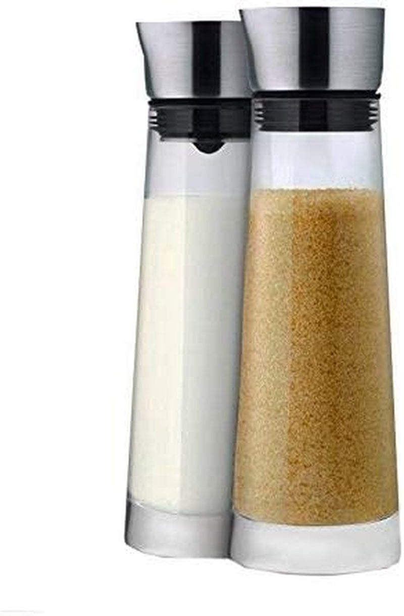 blomus -MACCHIATO- Zucker- und Sahneset aus Glas, Fassungsvermögen 180 ml, Edelstahldeckel, für Tee und Kaffee, hochwertige Verarbeitung, exklusive Optik (H/B/T: 17 x 5,4 x 5,4 cm, Transparent, 63510)