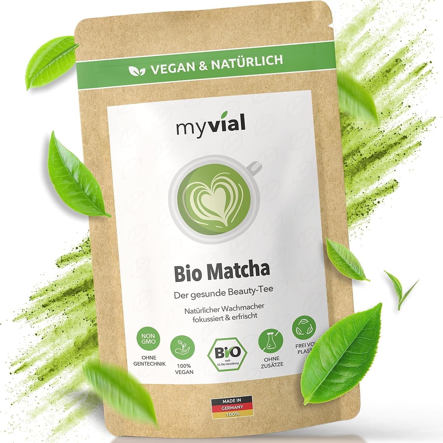 Bio-Matcha-Tee Premium-Pulver, 100 g, hochwertigster Grüntee aus Japan Kagoshima – perfekt für Smoothie, Matcha Latte, japanischer Grüntee, vegan, ohne Zusatzstoffe, plastikfreie Verpackung
