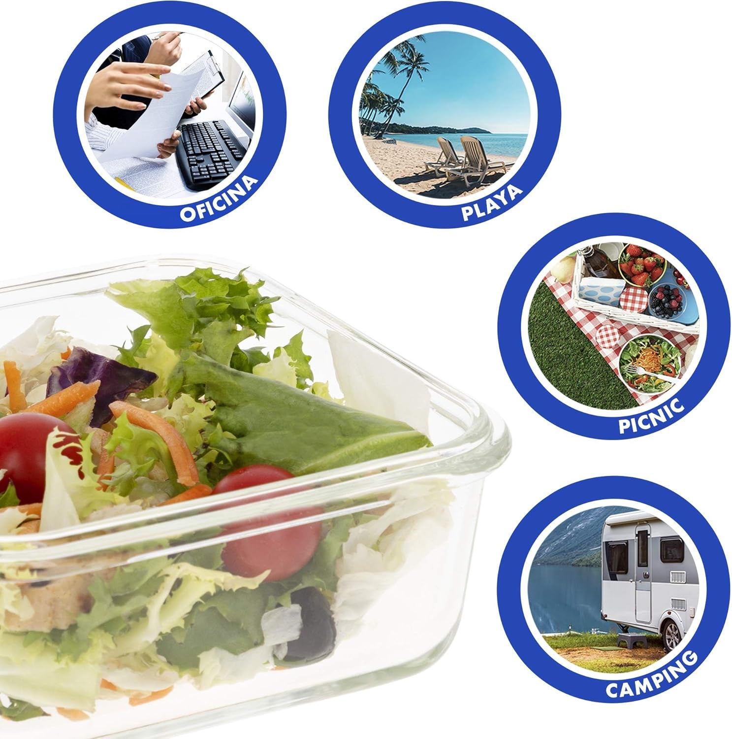 Max Home 8er-Pack luftdichte Glasbehälter, Mikrowellen-Lunchbox aus Glas, wiederverschließbare Lebensmittelbehälter, 550 ml, transparente Deckel, Lebensmittelbehälter (16538), Aufbewahrungsboxen für Lebensmittel, Naty Shop