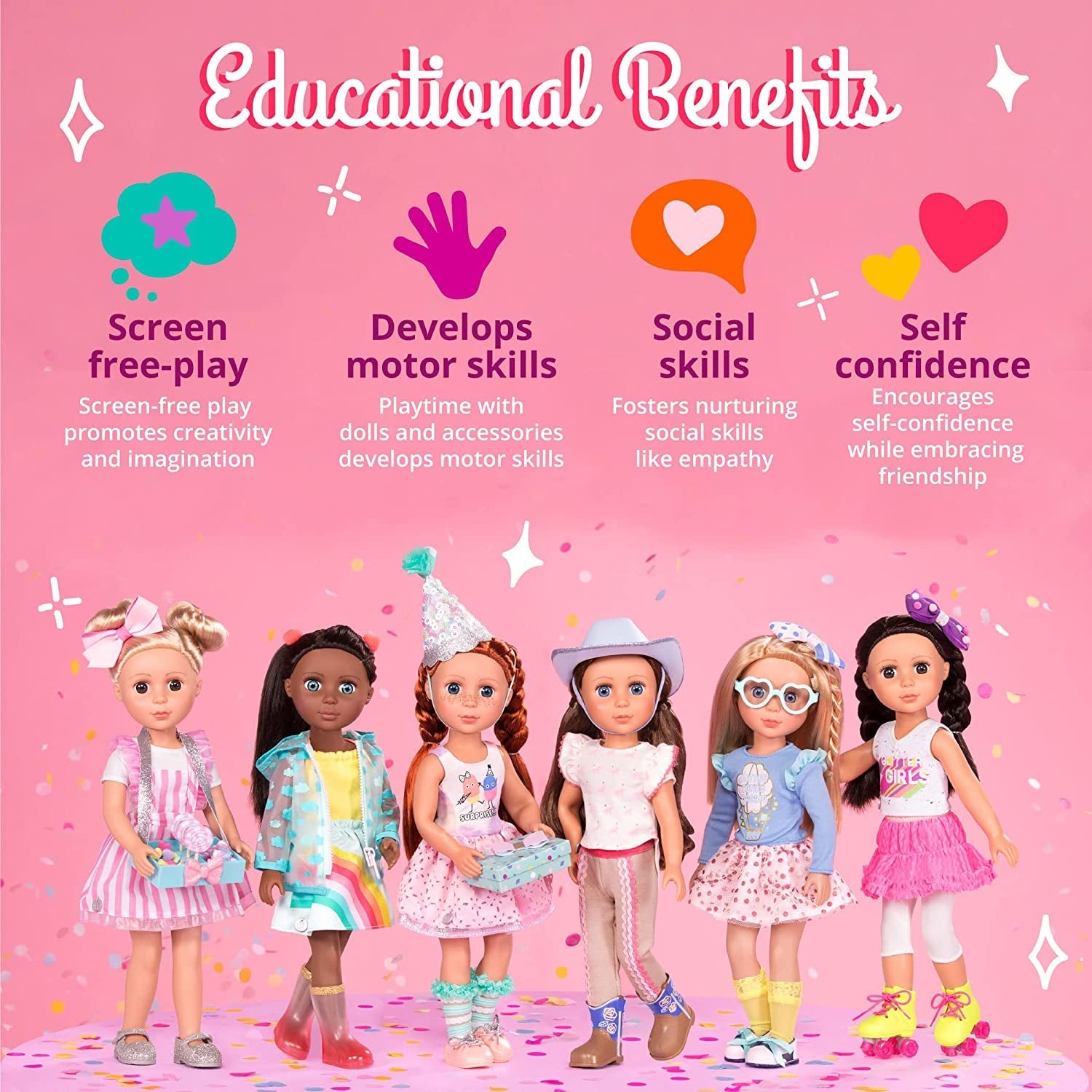 Glitter Girls - Sashka - 36 cm Bewegliche Modepuppe - Blonde Haare und grüne Augen - Cupcake-Kleid mit Haarschleife - Glitzerschuhe & Gepunktete-Leggings - 3 Jahre +