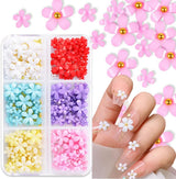 3D-Blumennägel, 6 Gitter, Blumen-Nagel-Charms, Acryl-Nagel-Strasssteine, Nagelzubehör, DIY Frühlings-Nageldekorationen