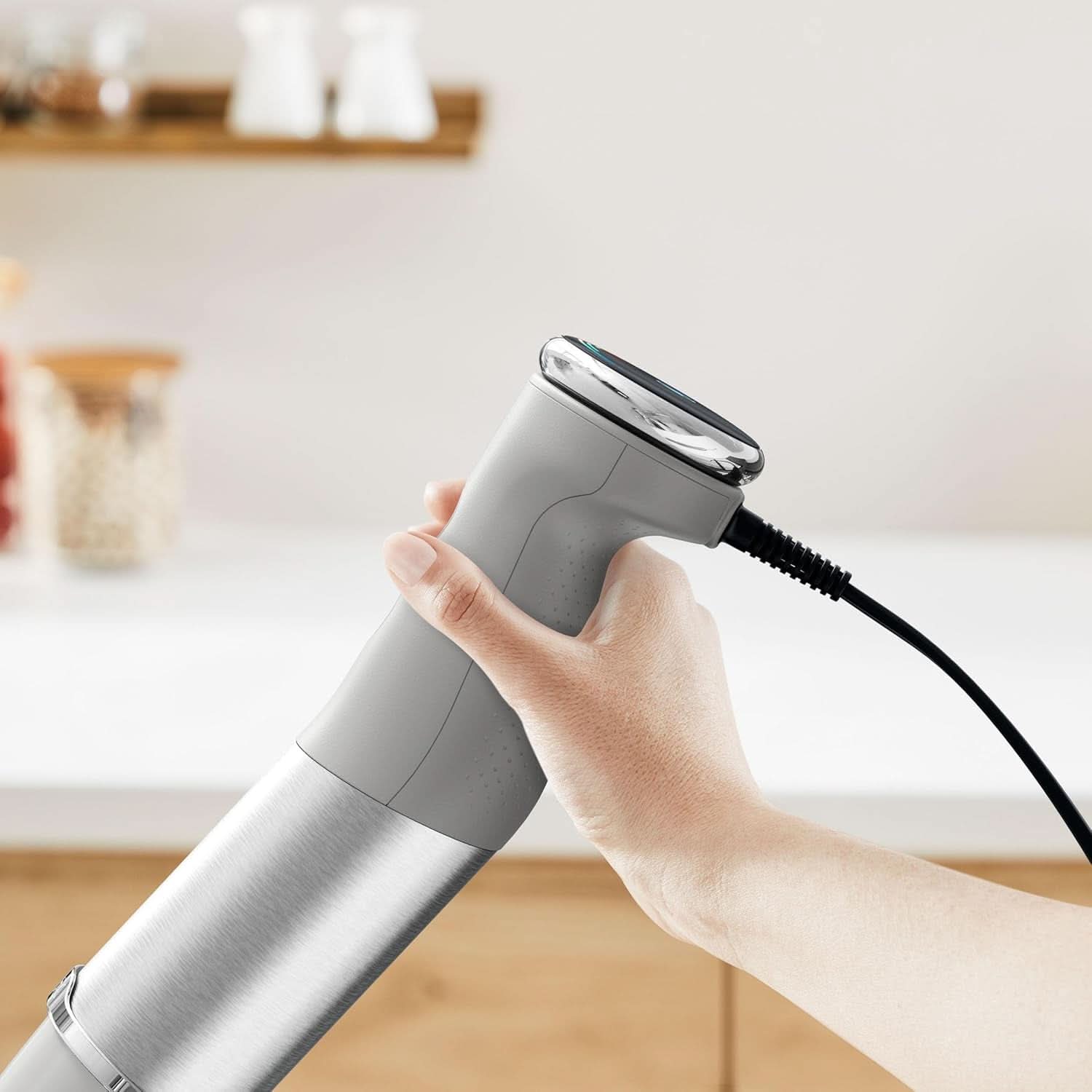 Tefal Quickchef+ 3-In-1 XL Stabmixer/Zerkleinerer/Schneebesen, 1000 W, Intuitive Geschwindigkeitsregelung, Turbo-Taste, Powelix-Messer-Technologie, Edelstahl, Grau, HB67MB30 Kitchen Naty Shop