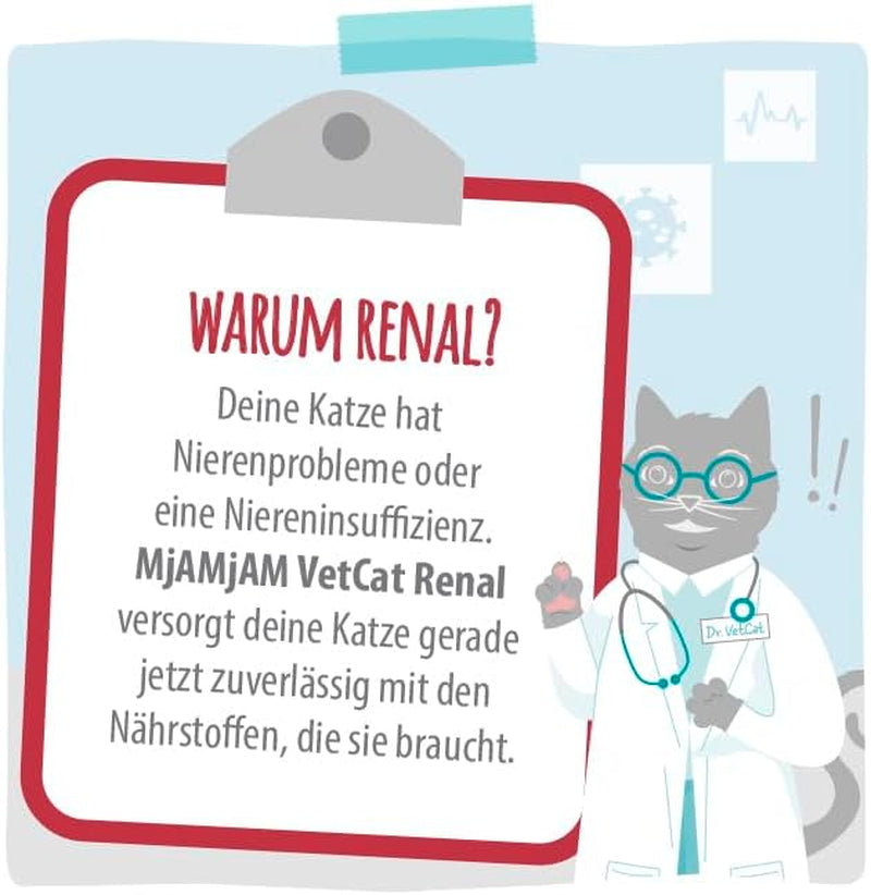 MjAMjAM VetCat – Premium-Nassfutter für Katzen – Diät – Niere – Huhn, 6er-Pack (6 x 200 g), getreidefrei