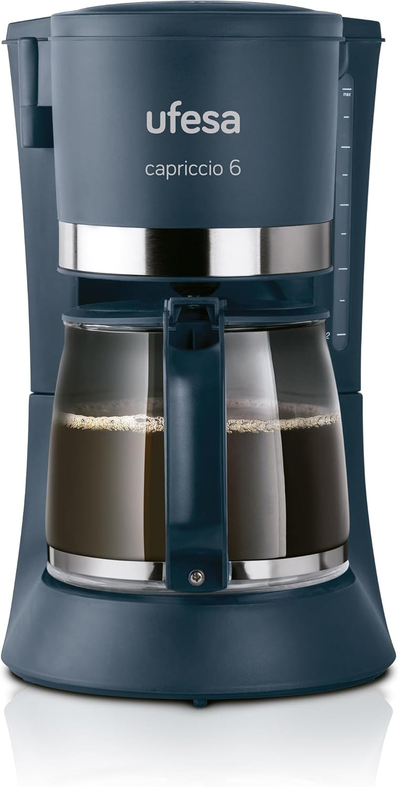 Ufesa CG7114 Capriccio Filterkaffeemaschine, 6 Tassen, 600 W, Karaffe 0,6 l, Anti-Tropf-System, automatische Abschaltung, blau