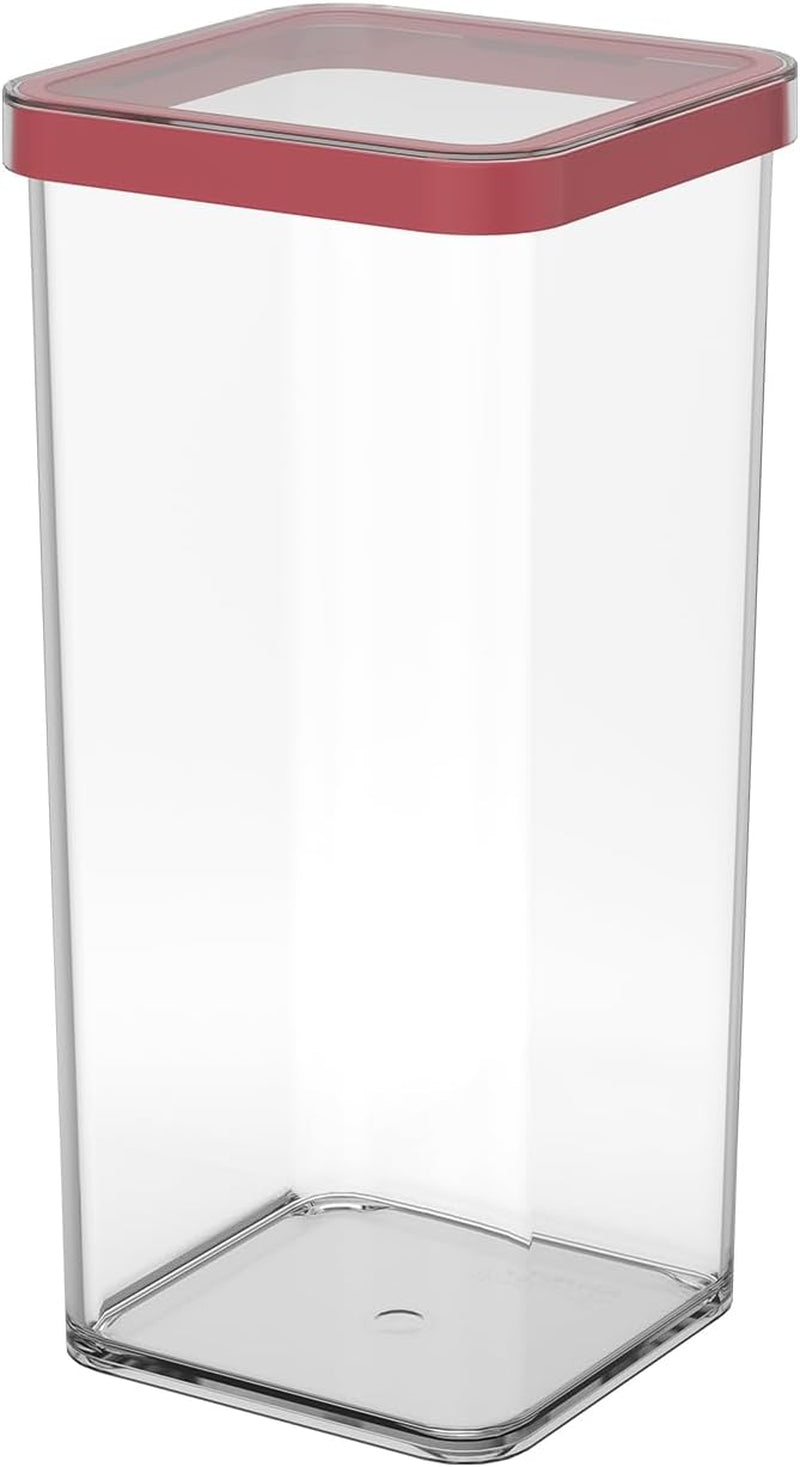 Rotho Loft Set mit 5 Vorratsdosen mit Deckel, verschiedene Größen, Lebensmittelkunststoff (PP), BPA-frei, transparent/rot, (21,4 x 21,4 x 23,5 cm). Naty Shop Frischhaltedosen 1,5 l