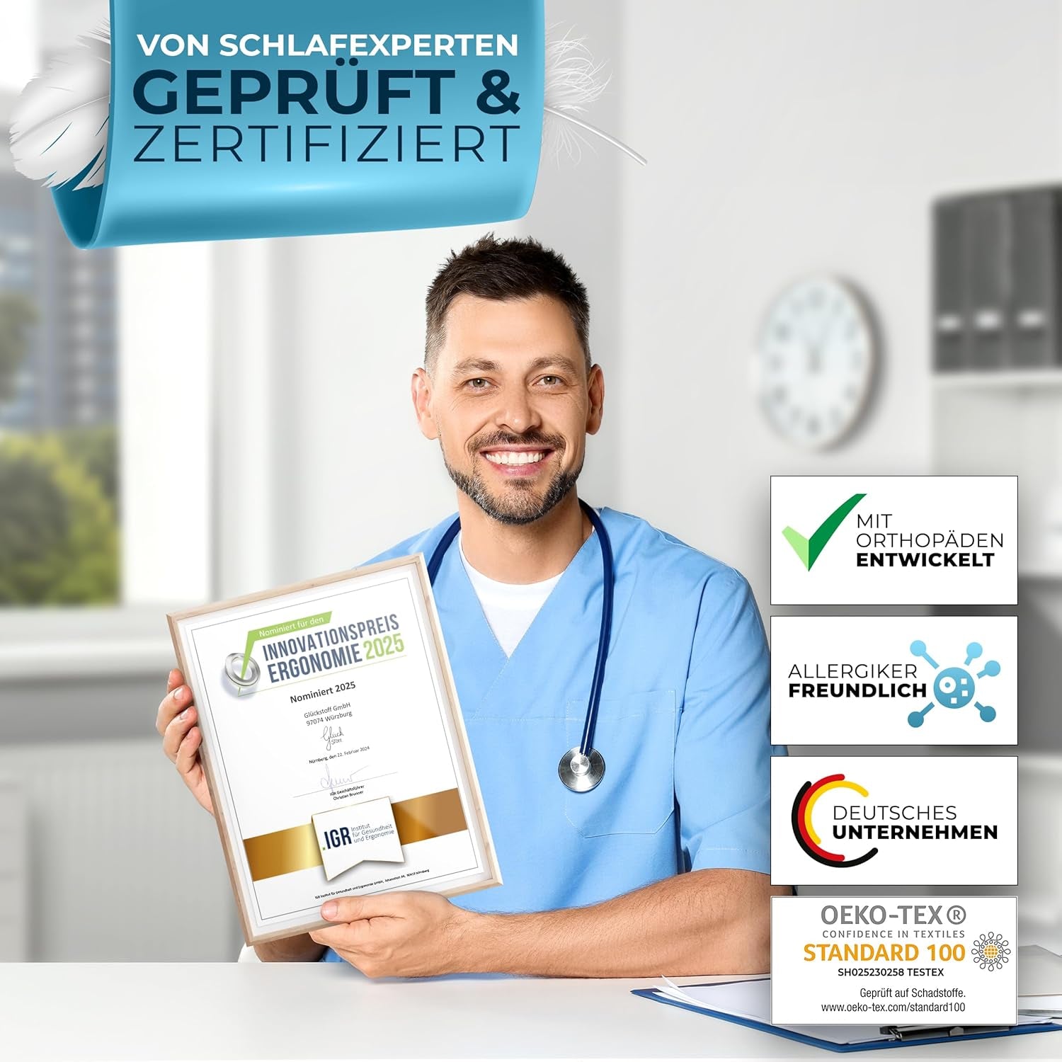 Orthopädisches Kissen [Nominiert für den Innovationspreis Ergonomie] Nackenschmerzkissen aus Memory-Schaum | Nackenstützkissen Ergonomisches Nackenrollen-Seitenschlafkissen Grau Orthopädische Nackenkissen Naty Shop